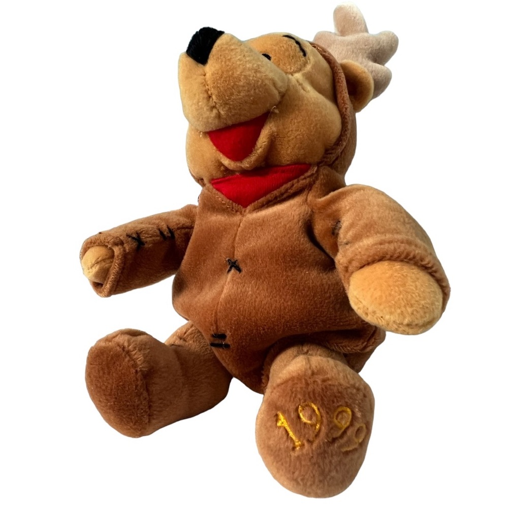 The Disney Store Winnie the Pooh Mini Bean Bag 8” Plush Reindeer Pooh